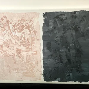 two toned Painting with 2 squares in rose/creme and dark grey/black